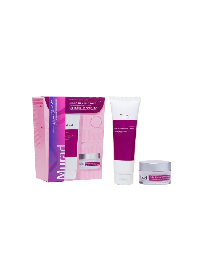 Murad Smooth + Hydrate Acid Treatment Kit | Exfoliating Skincare Set with AHA/BHA Treatment, Hydrating Serum & Moisturizer | Refines Texture, Unclogs Pores & Boosts Glow - Image 1